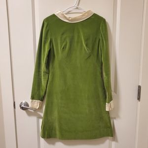 Vintage green velvet 60s dress